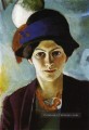 Portrait de l’artiste épouse Elisabeth avec un chapeau Fraudes Kunstlersmi August Macke